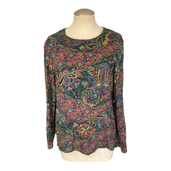 Norton McNaughton Vintage Boho Floral Paisley Print Blouse Size 10 100% Rayon - Picture 2 of 5